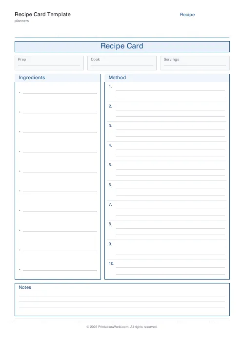 Free printable recipe card — 10 steps — PDF download