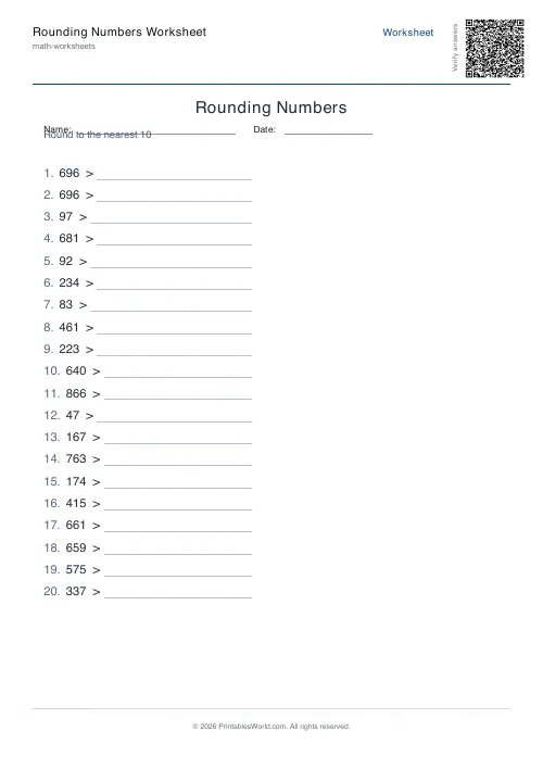 Free printable rounding numbers worksheet — 2 dp, with answer key — PDF download