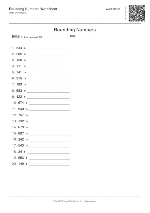 Free printable rounding numbers worksheet — 3 dp, with answer key — PDF download