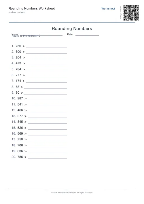 Free printable rounding numbers worksheet — 2 dp — PDF download