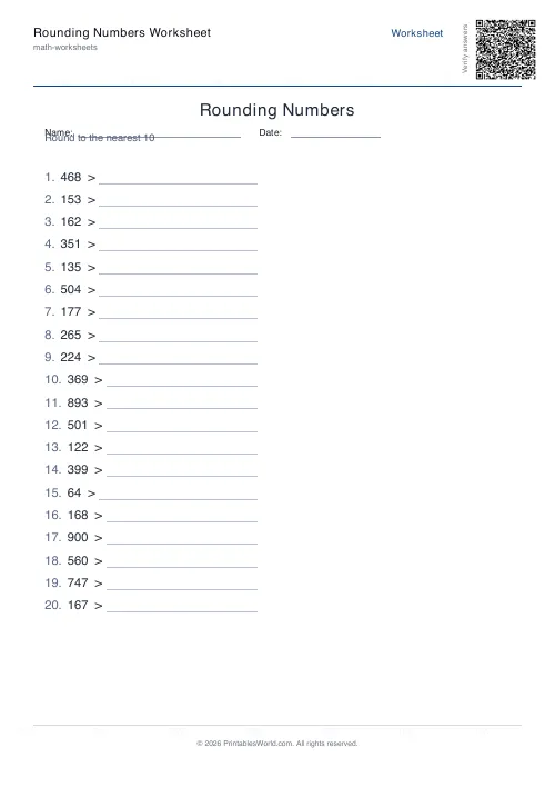 Free printable rounding numbers worksheet — 3 dp — PDF download