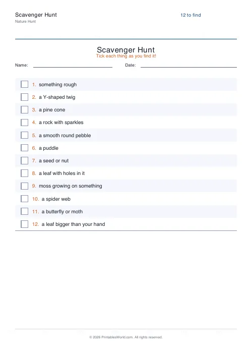 Free printable scavenger hunt — PDF download
