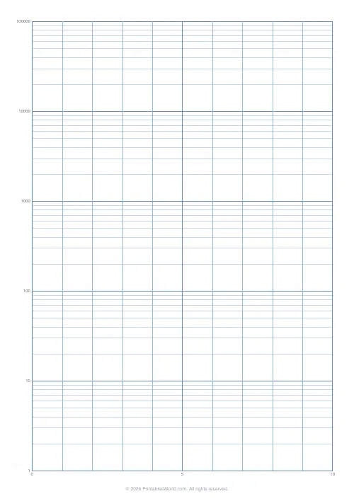 Free printable semi-log graph paper — 5 decades — PDF download