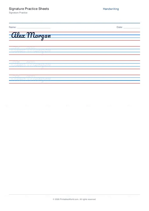 Free printable handwriting practice (Dotted trace), PDF download