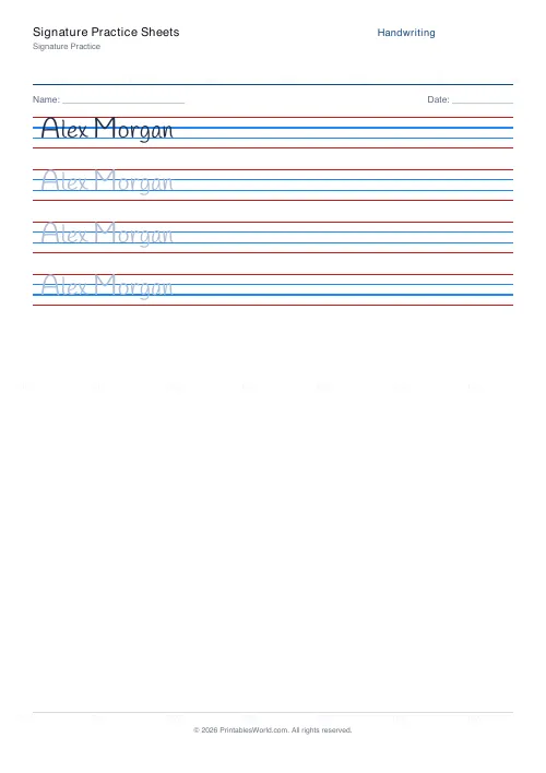 Free printable handwriting practice (Handlee), PDF download