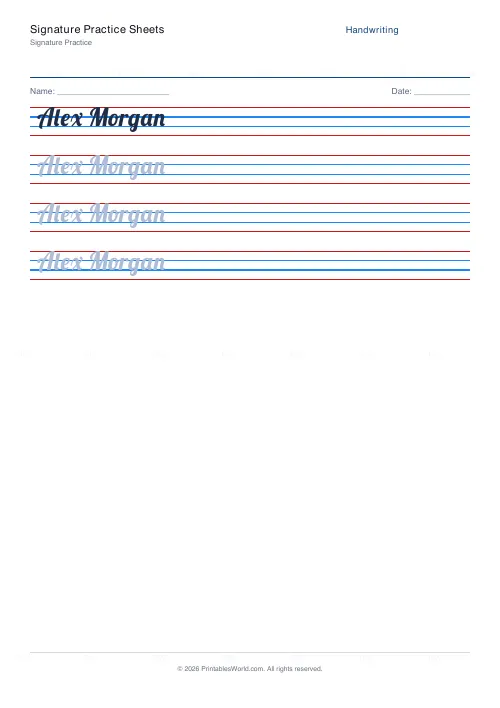 Free printable handwriting practice (Lobster (cursive)), PDF download