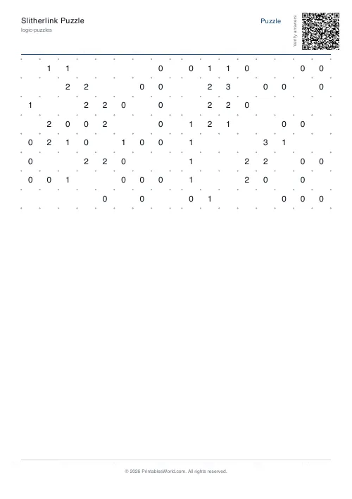 Free printable slitherlink puzzle — 8x8 — PDF download
