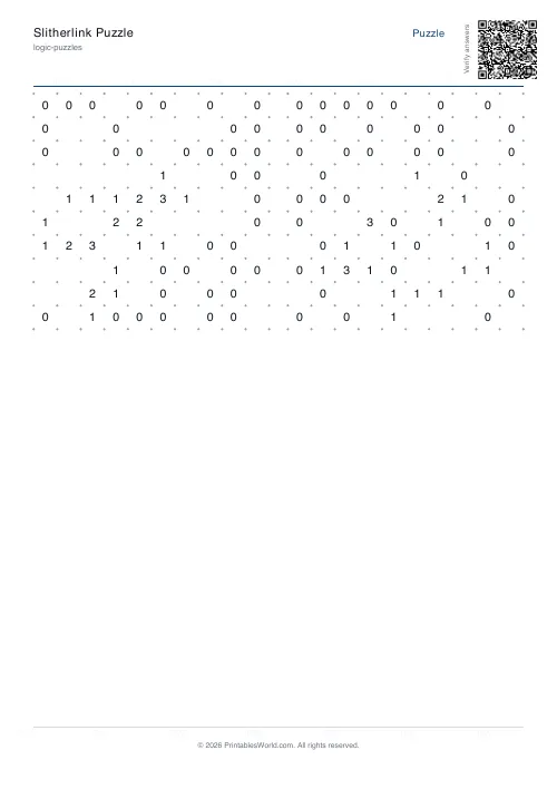 Free printable slitherlink puzzle — 10x10 — PDF download