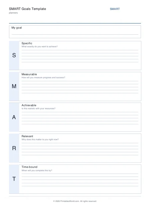 Free printable SMART goals worksheet — PDF download