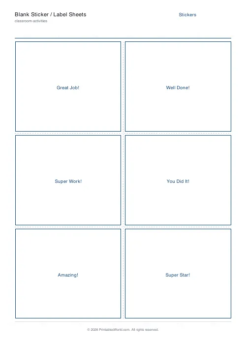 Free printable reward sticker sheet — Name tags (6/sheet) — PDF download