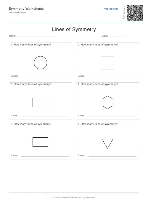 Free printable lines of symmetry worksheet — Identify lines of symmetry — PDF download