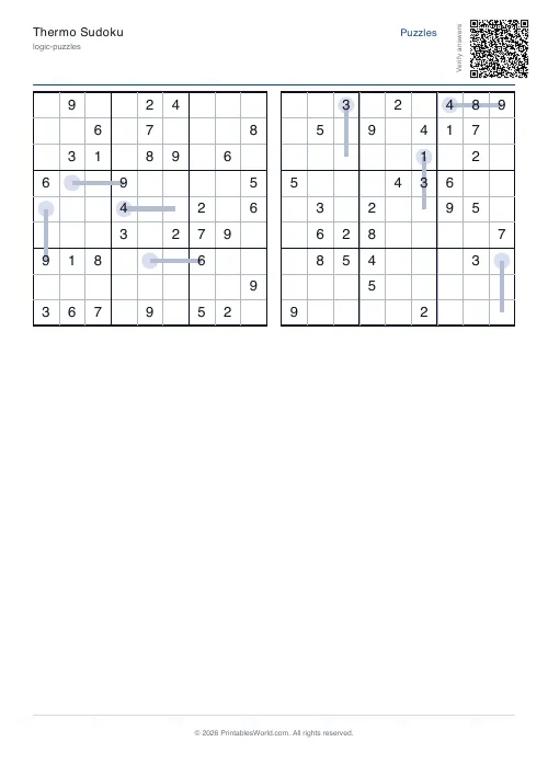 Free printable thermo sudoku puzzle — PDF download