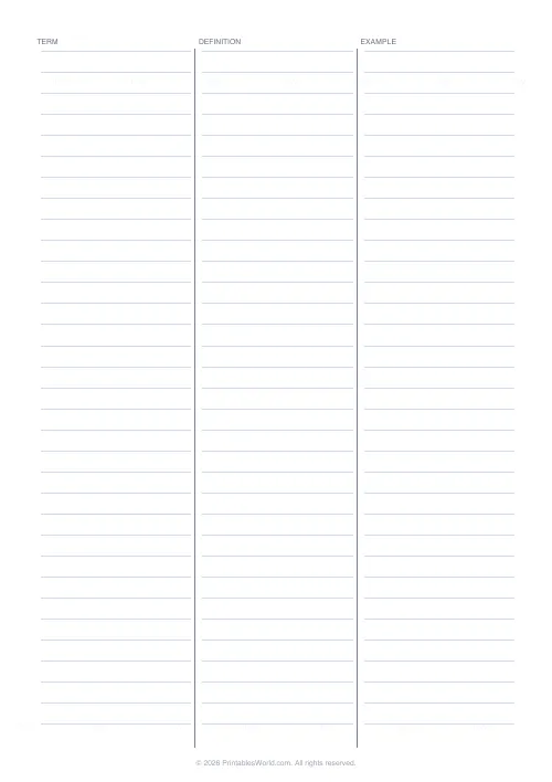 Free printable three-column notes paper — PDF download