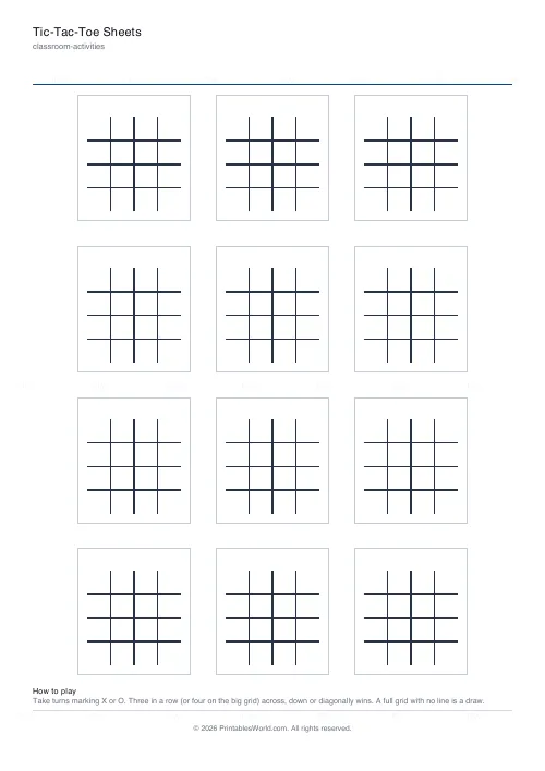 Free printable tic-tac-toe sheet (4 by 4), PDF download