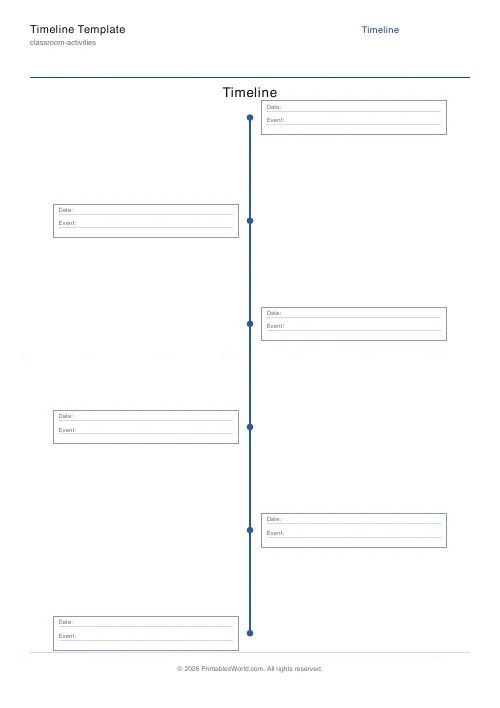 Free printable blank timeline (Vertical), PDF download