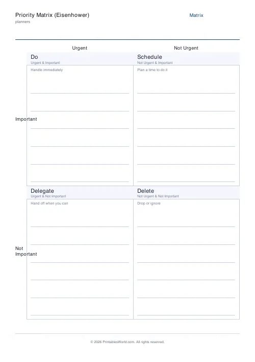 Free printable to-do priority matrix — PDF download