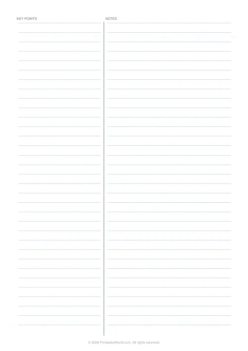 Free printable two-column notes paper — PDF download