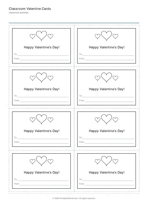 Free printable classroom Valentine cards (black and white), PDF download