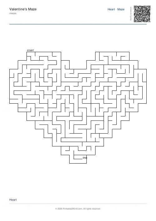 Free printable seasonal shaped maze (Large cells, with answer key), PDF download
