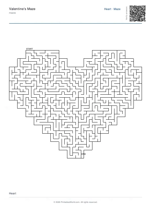 Free printable seasonal shaped maze (Medium cells, with answer key), PDF download