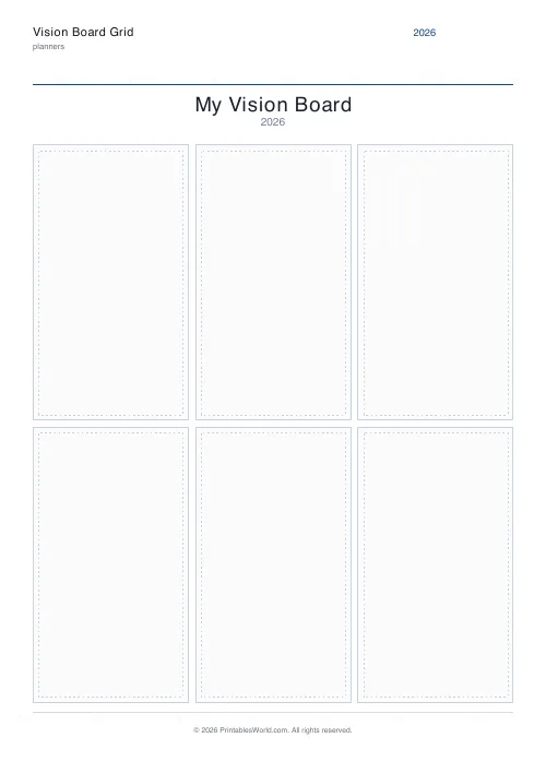 Free printable vision board grid — 2 rows — PDF download