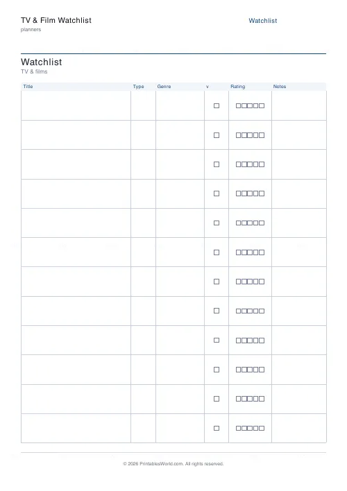 Free printable watchlist (12 titles), PDF download