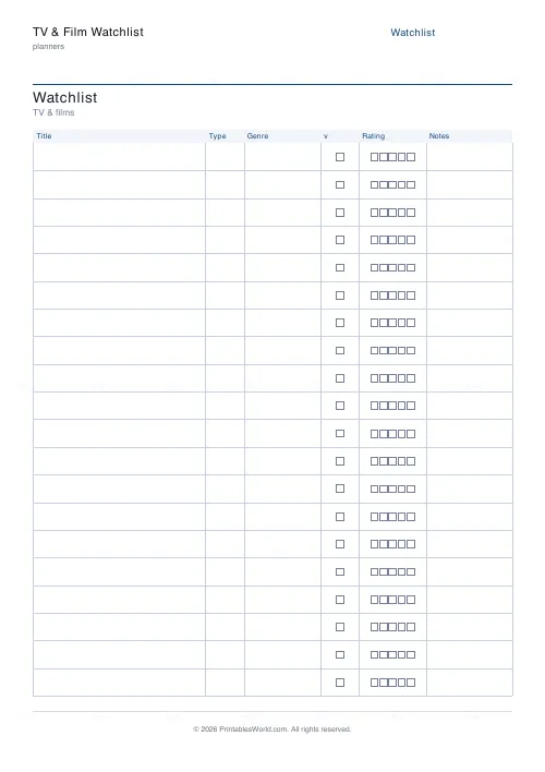 Free printable watchlist (20 titles), PDF download