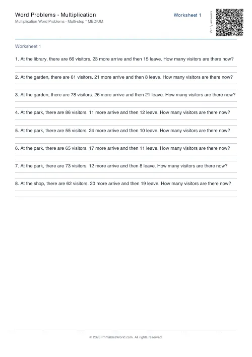 Free printable math word problems worksheet — Multi-step — PDF download