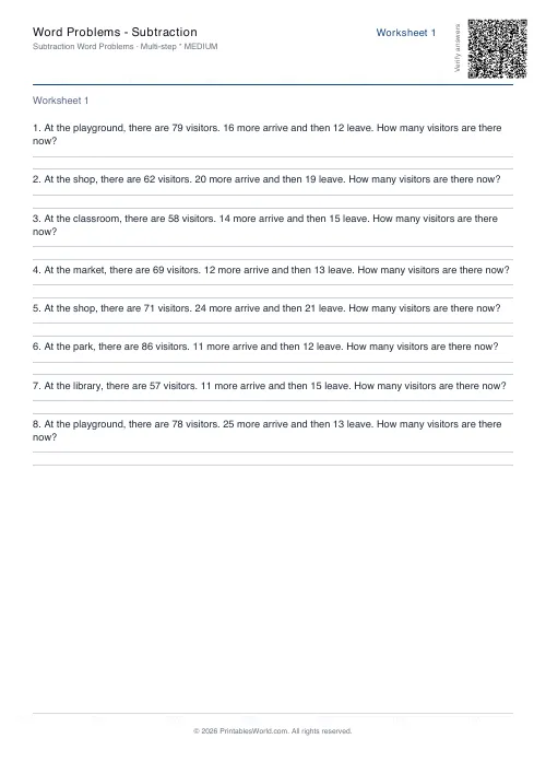 Free printable math word problems worksheet — Multi-step — PDF download