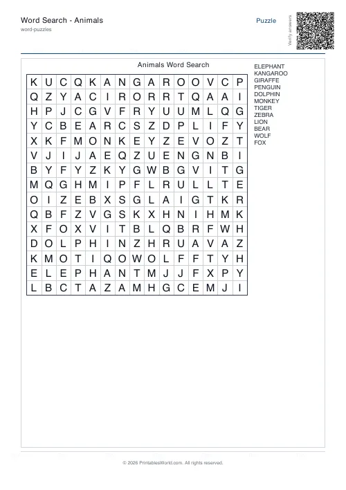 Free printable word search puzzle — Forwards only — PDF download