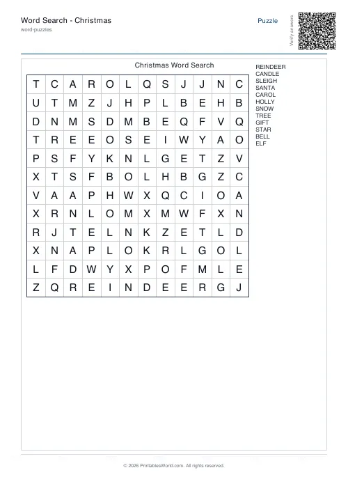 Free printable word search puzzle — 12x12 — PDF download