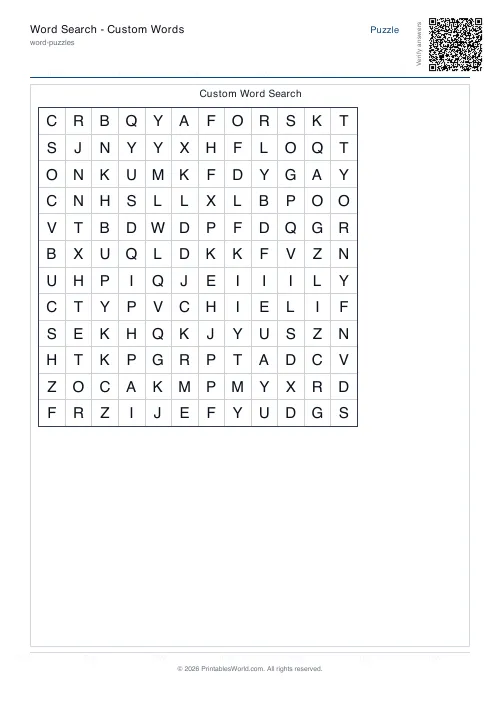 Free printable word search puzzle — 12x12 — PDF download