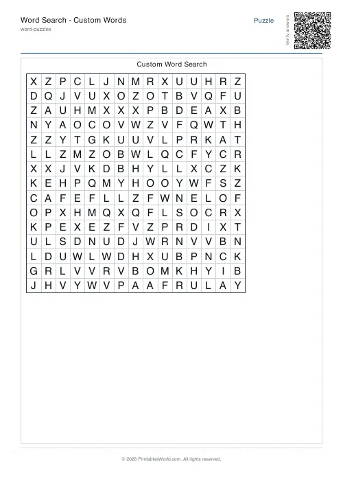 Free printable word search puzzle — With backwards, with answer key — PDF download