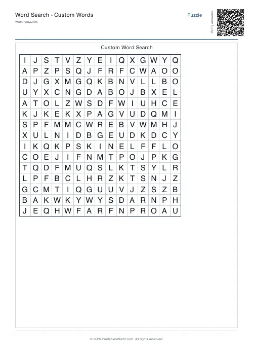 Free printable word search puzzle — Forwards only — PDF download