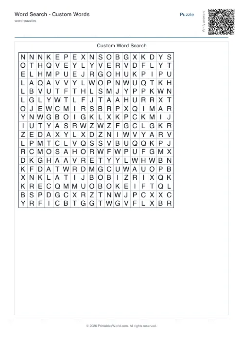 Free printable word search puzzle — 18x18, with answer key — PDF download