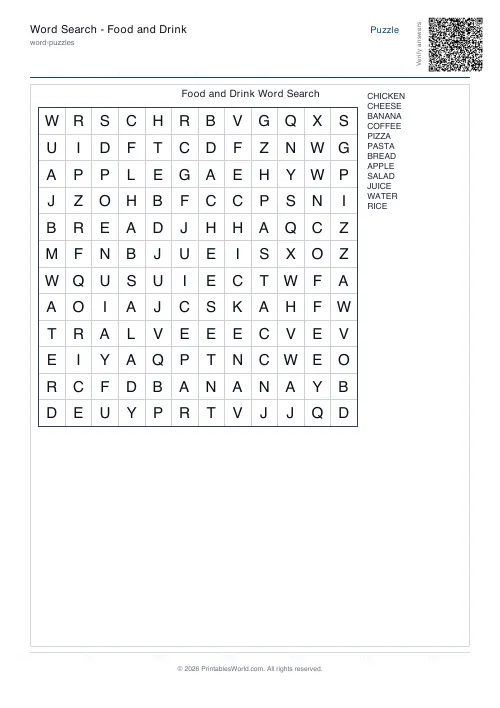 Free printable word search puzzle — 12x12 — PDF download