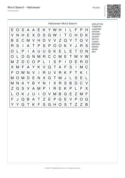 Free printable word search puzzle — Forwards only — PDF download