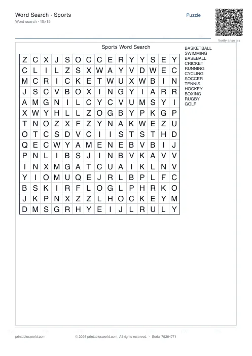 Free printable word Search — Sports PDF — sheet 3