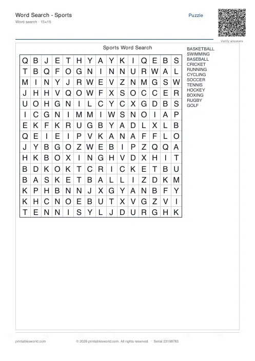Free printable word Search — Sports PDF — sheet 4
