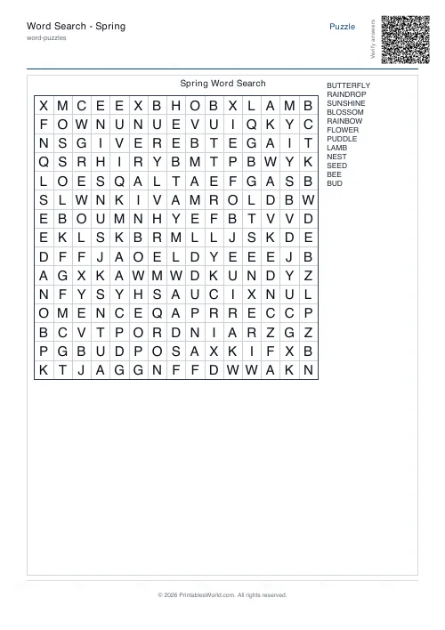 Free printable word search puzzle — With backwards, with answer key — PDF download