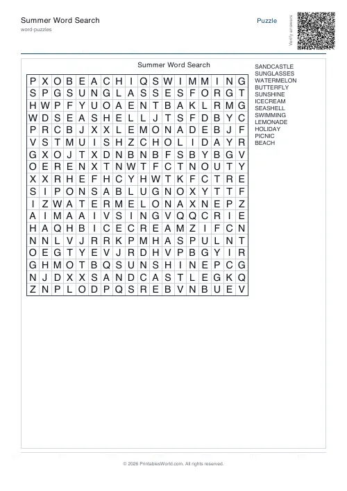 Free printable word search puzzle — 18x18, with answer key — PDF download
